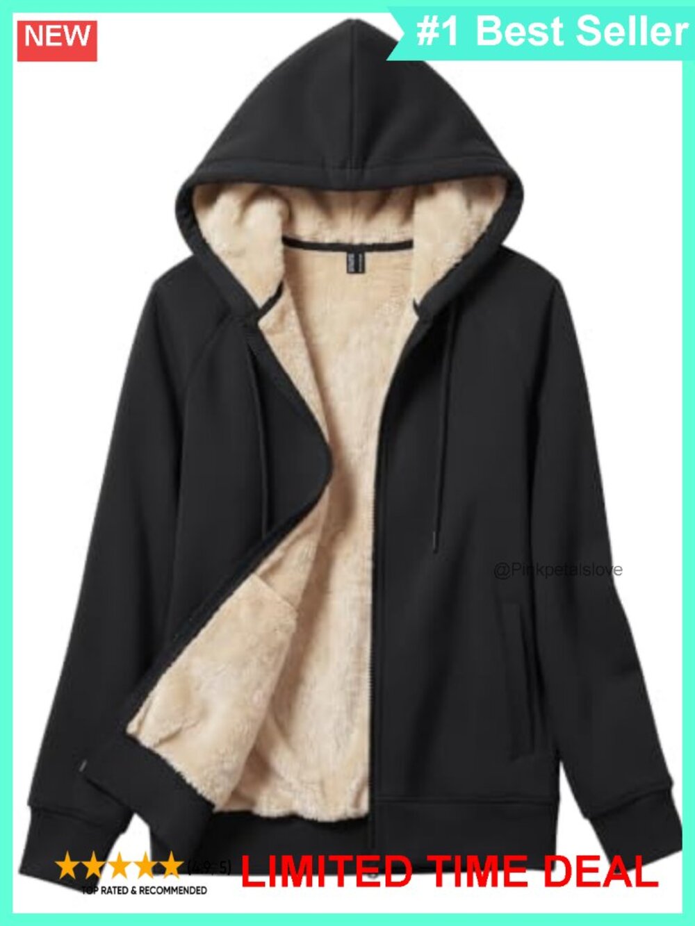 Women Full Zip Sherpa Lined Fleece Hoodie Sweatshirt Warm Winter